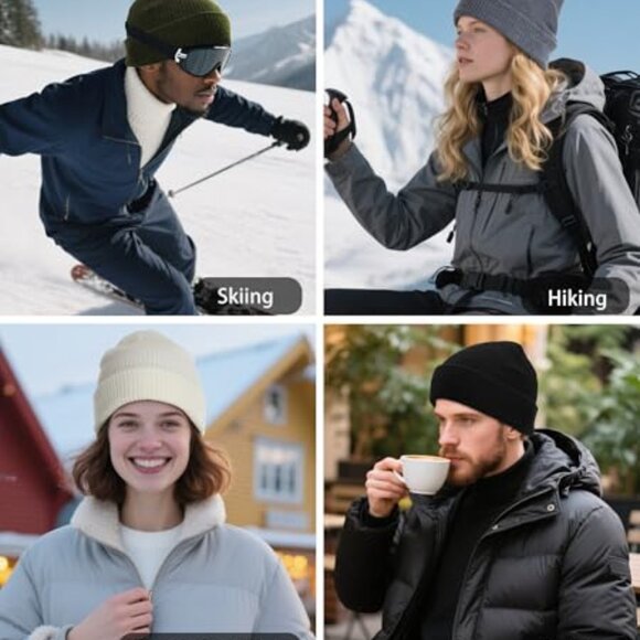 Merino Wool Beanie Unisex Cuffed Knit Winter Hat Slouchy Fisherman Cap main image 5